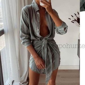 Zara Green Lace-up Tie Shirt Dress, Size S